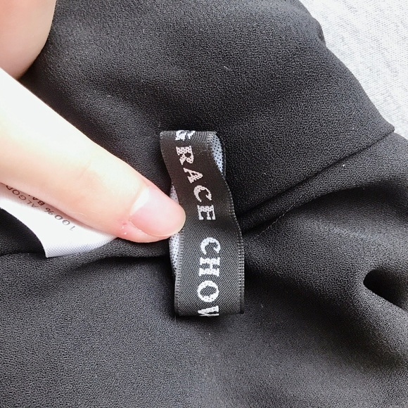 Grace Chow Black Star Patterned Wrap Crop Top - S - Picture 4 of 7